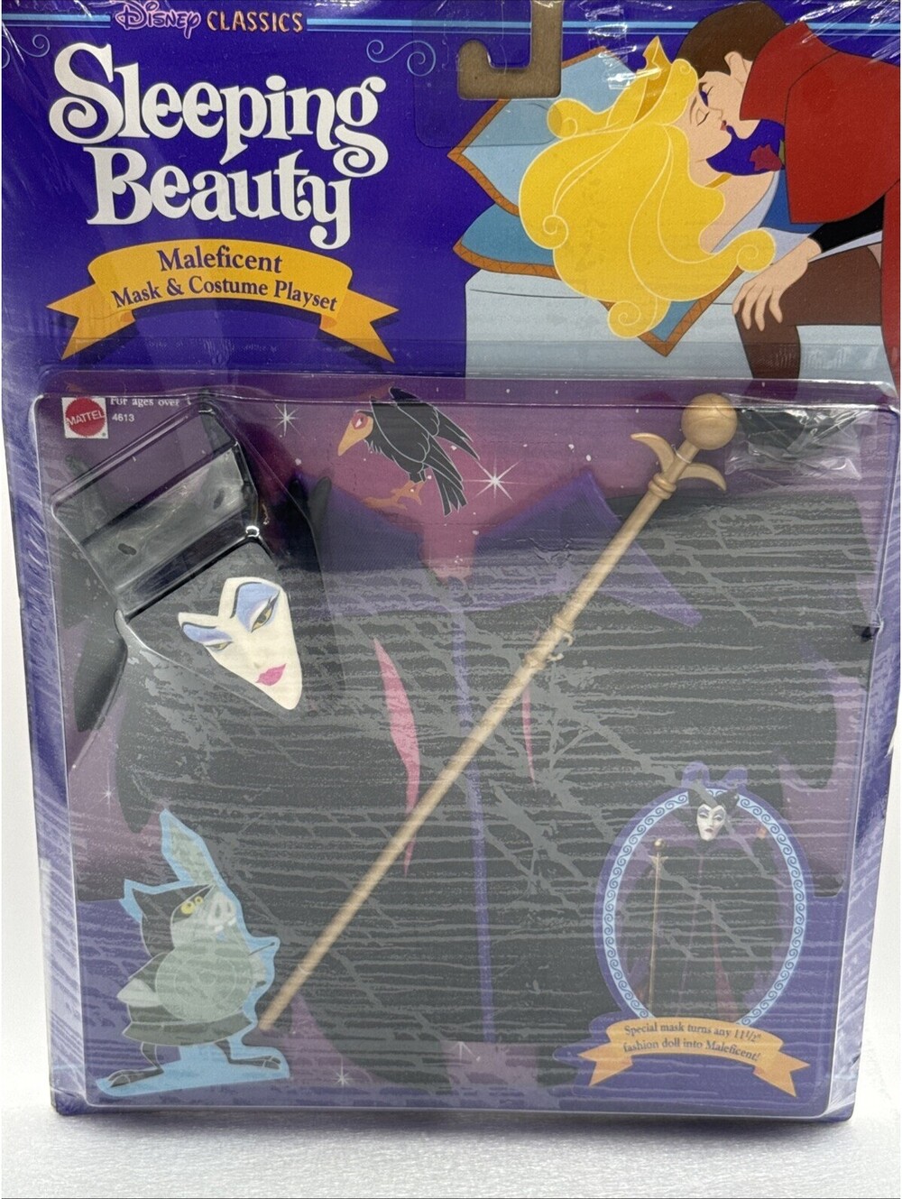 1991 Mattel Disney Classics Sleeping Beauty Maleficent Mask & Costume Playset